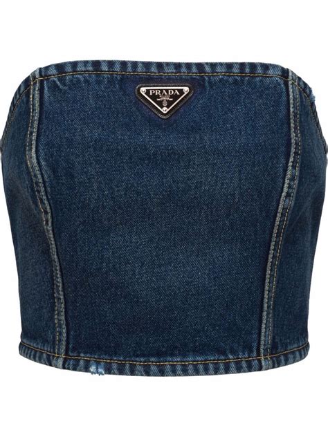 prada denim bustier|Prada.